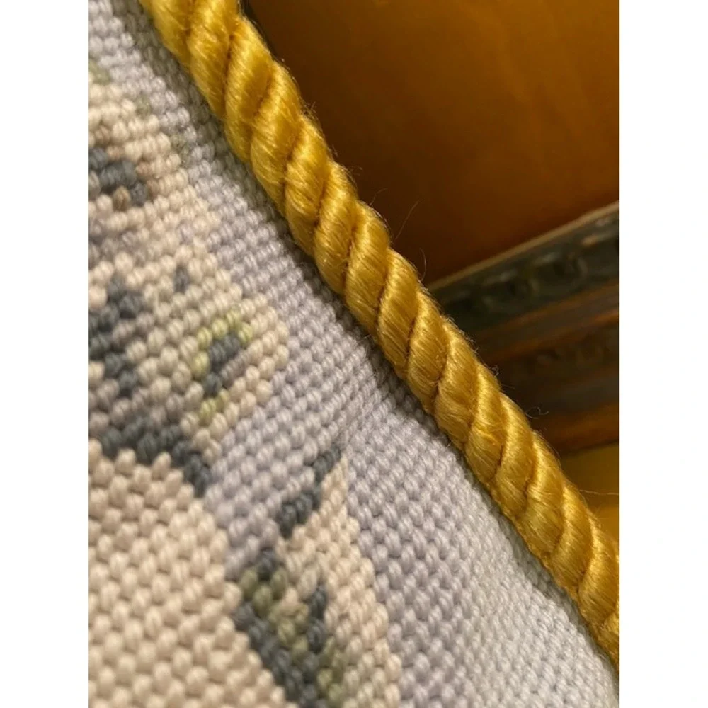 Ehrman Tapestry Needlepoint Sunflower Wreath Pillow Blue Gold Wool Hand Stitched